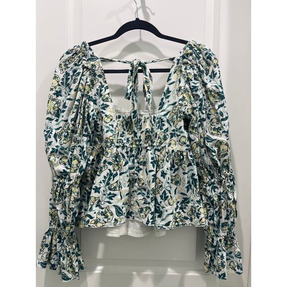 Pilcro Anthropologie Long-Sleeve Babydoll Floral Print Top Sz Small - Picture 7 of 8